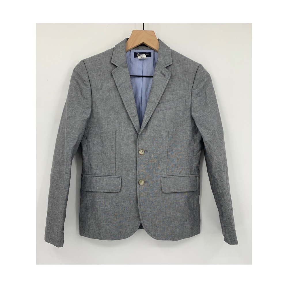 J Crew Blazer Boys 12 Gray Linen Cotton Thompson Crewcuts Lightweight
